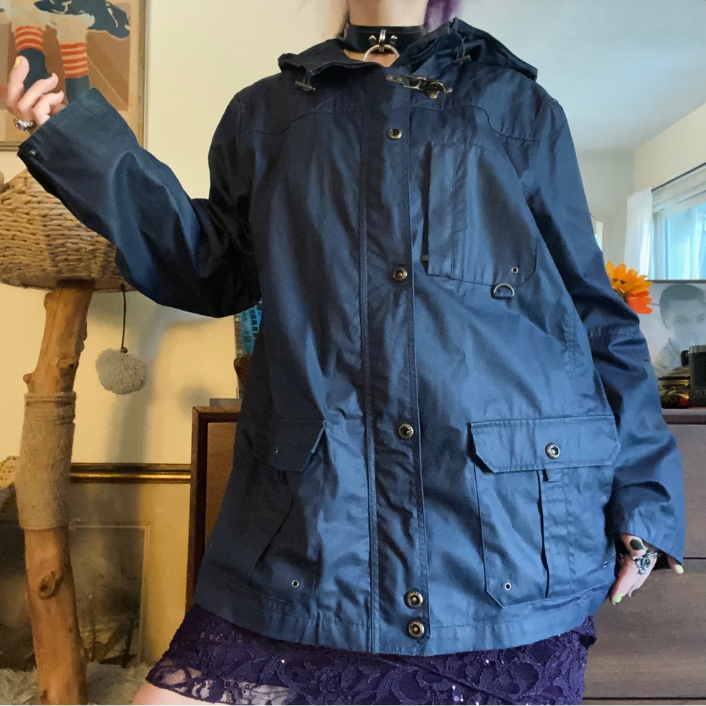 ralph lauren navy blue hardshell field coat / size large - Picture 3 of 6